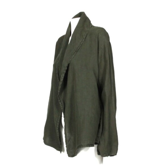 Bryn Walker Linen Hooded Open Front Cardigan Jacket Olive Green sz S USA /774 - Picture 3 of 6